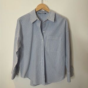 Zara Blue and White Striped Shirt. Size M.